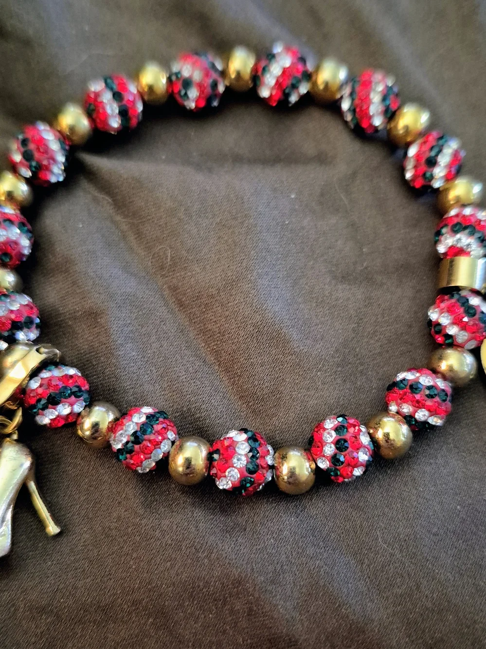 Rustic Cuff Red and Black Crystal Beaded Stretch Bracelet